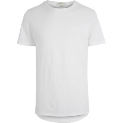 White longline curved hem t-shirt